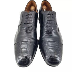 Massimo Emporio Men's Ostrich Cap Toe Formal Dress Black 9639 Shoes Sz 14